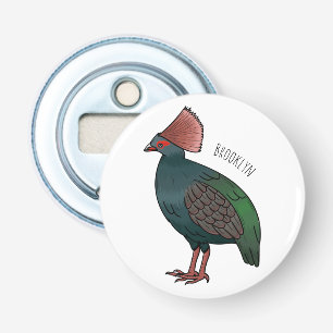 Crested partridge bird cartoon illustration bottle opener