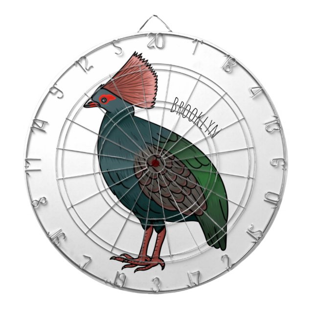 Crested partridge bird cartoon illustration  dartboard (Front)