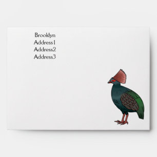 Crested partridge bird cartoon illustration envelope