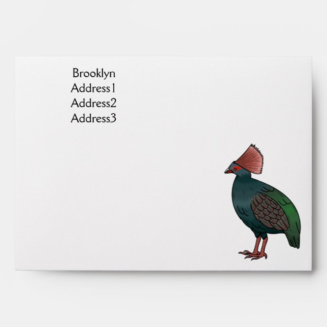 Crested partridge bird cartoon illustration envelope (Front)