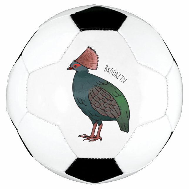 Crested partridge bird cartoon illustration  football (Front)