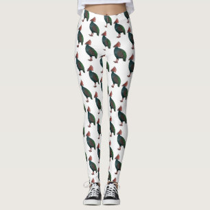 Crested partridge bird cartoon illustration leggings