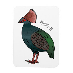 Crested partridge bird cartoon illustration magnet