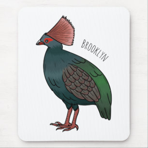 Crested partridge bird cartoon illustration mouse mat