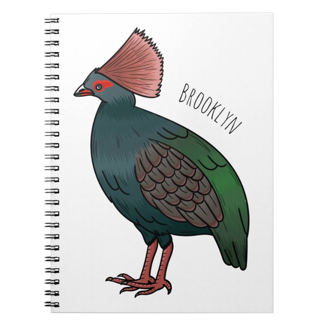 Crested partridge bird cartoon illustration  notebook (Front)