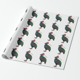 Crested partridge bird cartoon illustration  wrapping paper