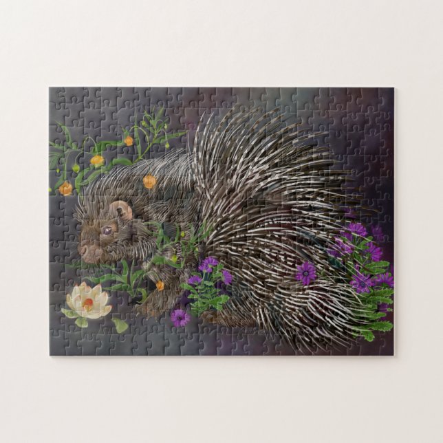 Crested Porcupine Bouquet Art Jigsaw Puzzle (Horizontal)