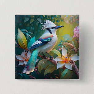 Crested Teal Winged Jay 15 Cm Square Badge