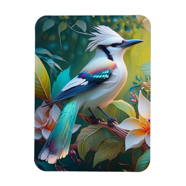Crested Teal Winged Jay Magnet (Vertical)