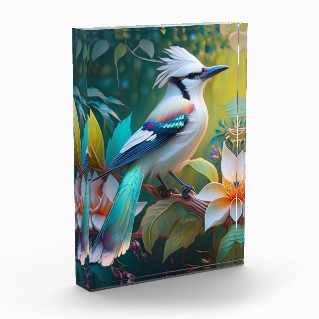Crested Teal Winged Jay Photo Block (Left)