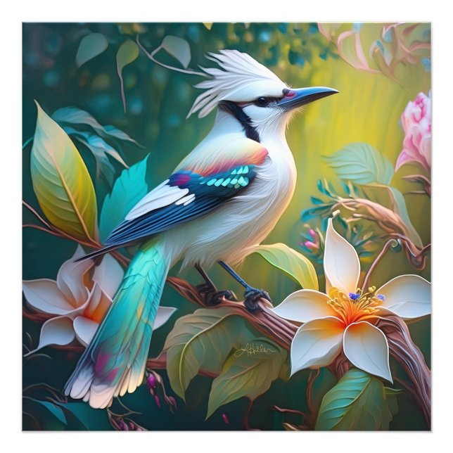 Crested Teal Winged Jay Photo Print (Front)