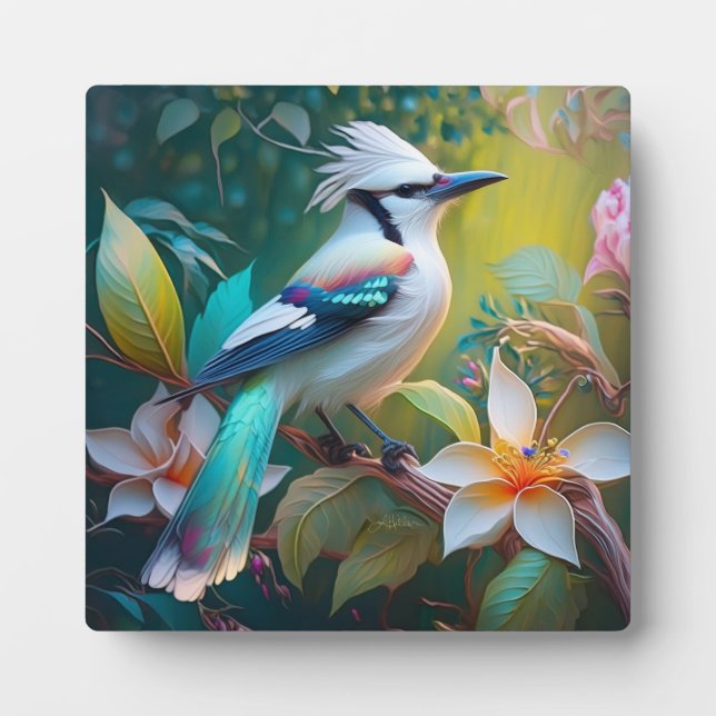 Crested Teal Winged Jay Plaque (Front)