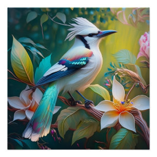 Crested Teal Winged Jay Poster