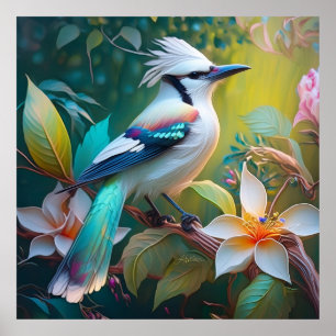 Crested Teal Winged Jay Poster