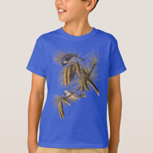 Crested Titmouse Audubon Birds with Pinecones T-Shirt