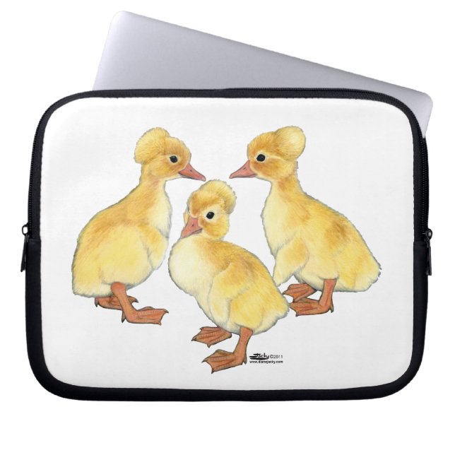Crested White Ducklings Laptop Sleeve (Front)