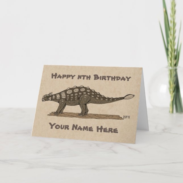 Cretaceous Dinosaur Ankylosaurus Birthday Card (Front)