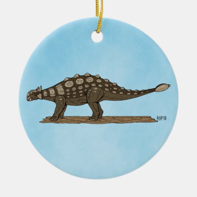 Cretaceous Dinosaur Ankylosaurus Ceramic Tree Decoration (Front)