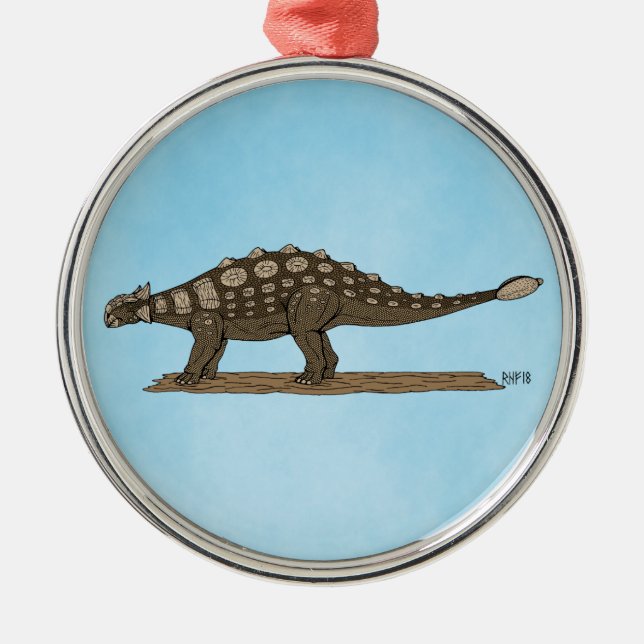 Cretaceous Dinosaur Ankylosaurus Metal Tree Decoration (Front)