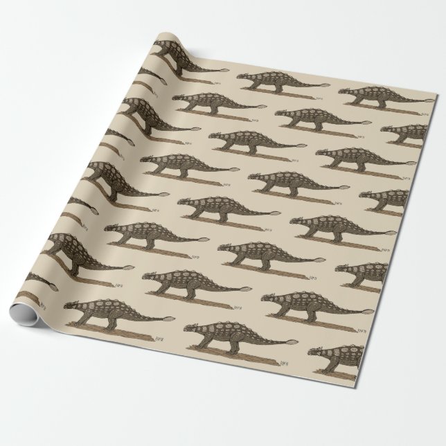 Cretaceous Dinosaur Ankylosaurus Wrapping Paper (Unrolled)