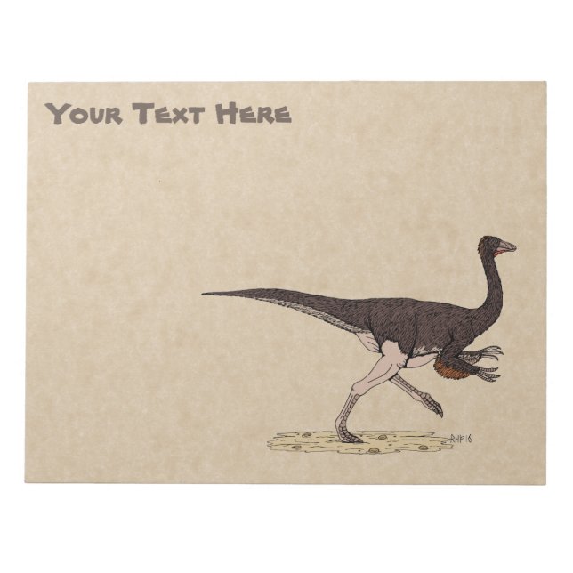 Cretaceous Dinosaur Ornithomimus Notepad (Front)