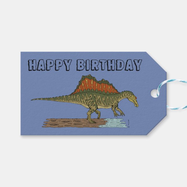 Cretaceous Dinosaur Spinosaurus Gift Tags (Front (Horizontal))