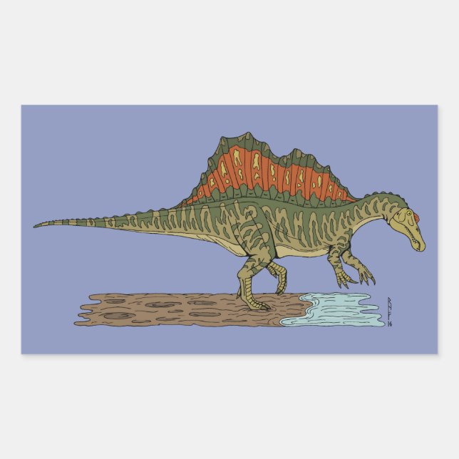 Cretaceous Dinosaur Spinosaurus Rectangular Sticker (Front)