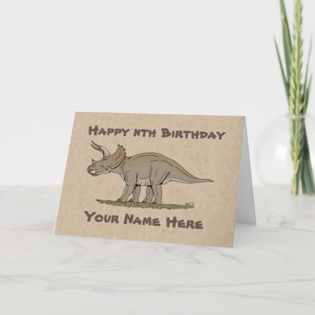 Cretaceous Dinosaur Triceratops Birthday Card (Front)