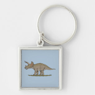 Cretaceous Dinosaur Triceratops Key Ring