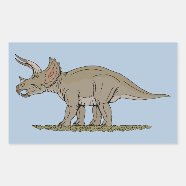 Cretaceous Dinosaur Triceratops Rectangular Sticker (Front)