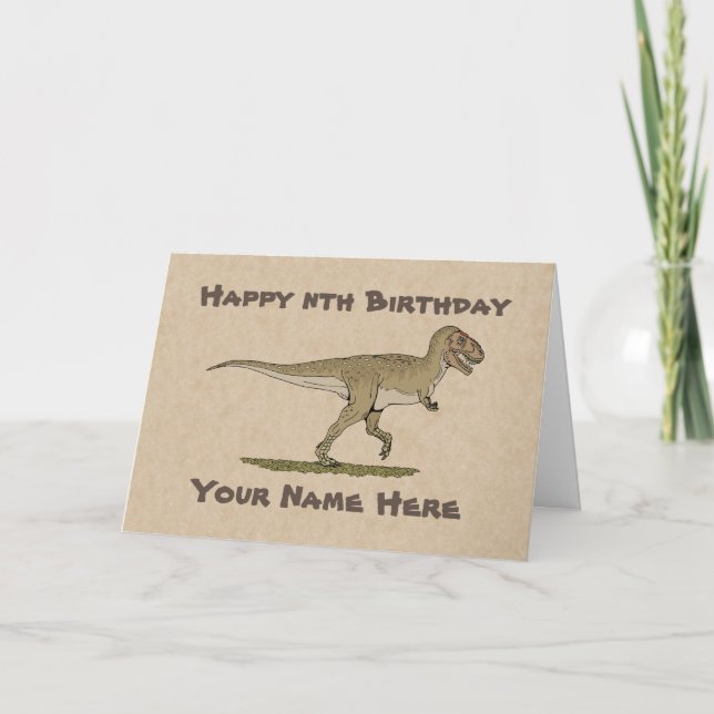 Cretaceous Dinosaur Tyrannosaurus Birthday Card (Front)