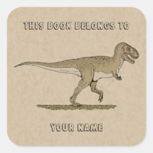 Cretaceous Dinosaur Tyrannosaurus rex Bookplate Square Sticker