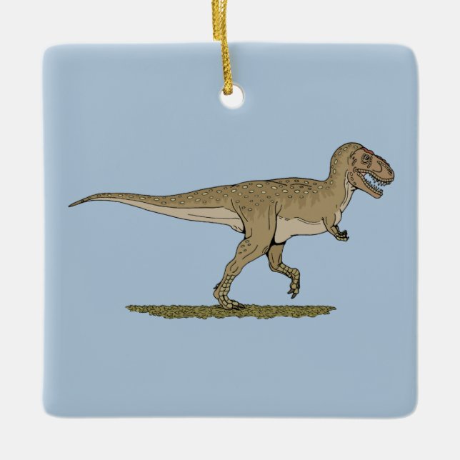 Cretaceous Dinosaur Tyrannosaurus rex Ceramic Tree Decoration (Front)
