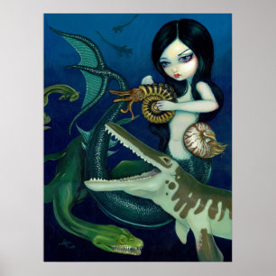 Cretaceous Mermaid dinosaur fantasy Art Print