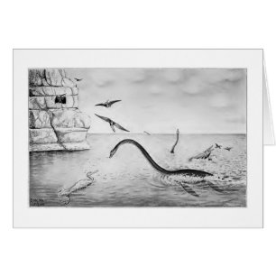 Cretaceous Plesiosaur art card