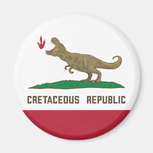 Cretaceous Republic California Flag T-rex Dinosaur Magnet