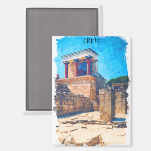 Crete Greece Ancient Temple Watercolor Magnet