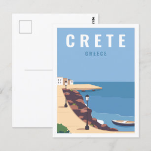 Crete Greece Famous Travel Place Illustration Postcard