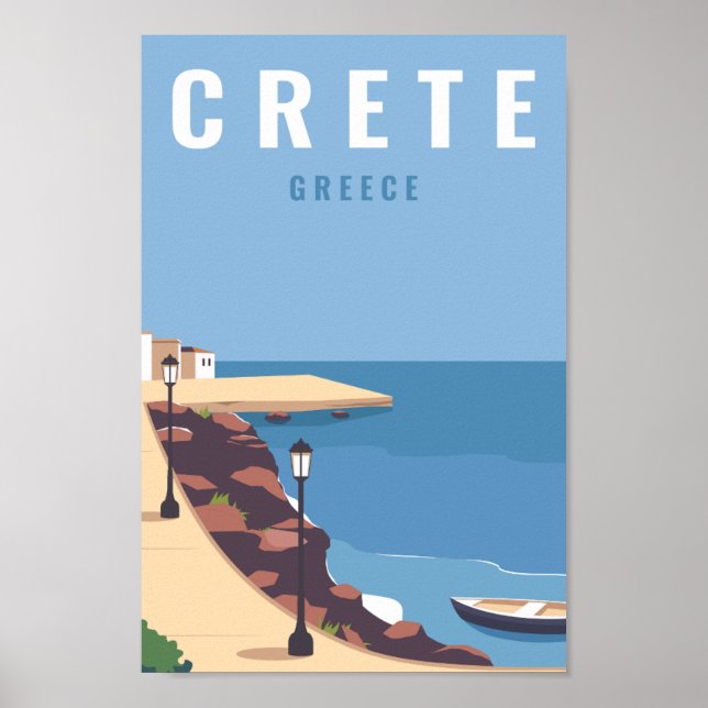 Crete Greece Famous Travel Place Illustration Poster (Front)