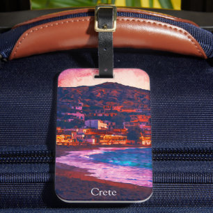 Crete Greece Greek Island Watercolor Painting Luggage Tag