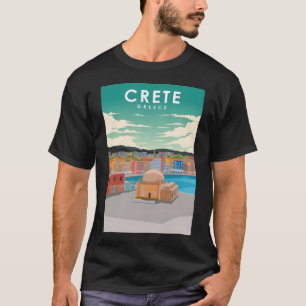 Crete Greece Greek Minimal Daytime Skyline Travel T-Shirt