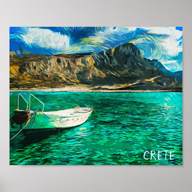 Crete Greece Ocean Oil Painting Poster (Front)