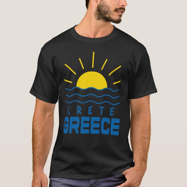 Crete Greece Sunshine And Sea Men's Black T-Shirt (Front)