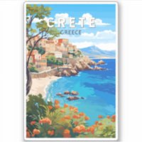 Crete Greece Travel Art Vintage
