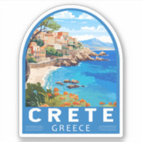 Crete Greece Travel Art Vintage