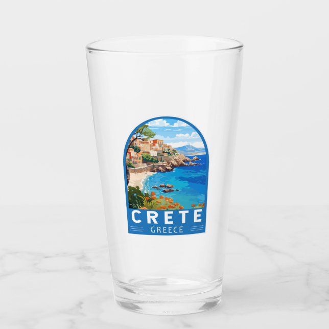 Crete Greece Travel Art Vintage Glass (Front)
