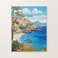 Crete Greece Travel Art Vintage
