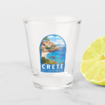 Crete Greece Travel Art Vintage Shot Glass<br><div class="desc">Crete retro vector travel design. Crete is the largest island in Greece,  and the fifth largest one in the Mediterranean Sea.</div>