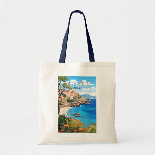Crete Greece Travel Art Vintage Tote Bag (Front)