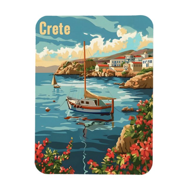 Crete Greece Vintage Magnet (Vertical)